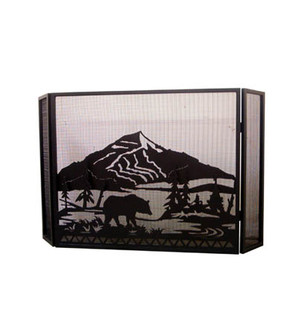 Bear Creek Fireplace Screen in Black Metal (57|79796)