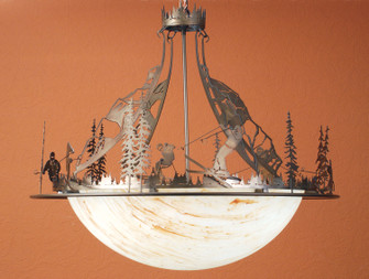 Ski Adventure Four Light Inverted Pendant in Antique Copper (57|70722)