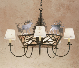 Elk On The Loose Eight Light Chandelier in Antique Copper (57|49168)
