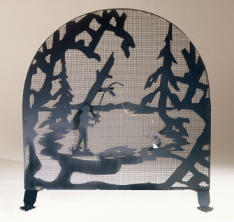 Fly Fishing Creek Fireplace Screen in Black Metal (57|37739)