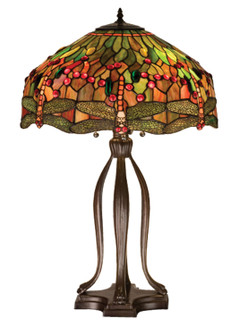 Tiffany Hanginghead Dragonfly Three Light Table Lamp in Mahogany Bronze (57|31109)