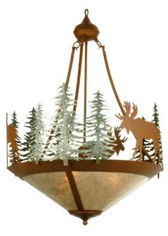 Wandering Moose Three Light Inverted Pendant in Rust/Green Trees (57|29524)