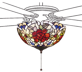 Renaissance Rose Fan Light Fixture in Beige Burgundy Ca (57|27458)