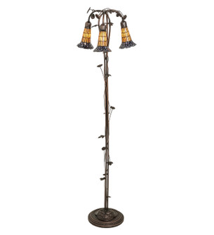 Stained Glass Pond Lily Three Light Floor Lamp in Mahogany Bronze (57|255135)