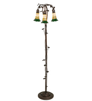 Stained Glass Pond Lily Three Light Floor Lamp in Mahogany Bronze (57|255134)