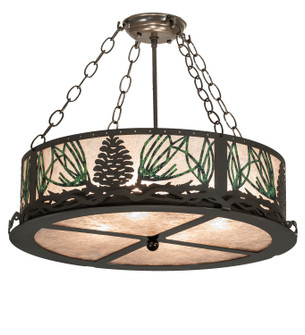 Mountain Pine Four Light Semi-Flushmount in Timeless Bronze/Green Needles (57|254835)