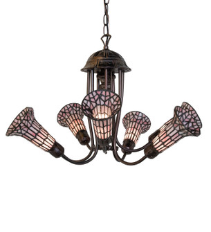 Stained Glass Pond Lily Seven Light Chandelier in Mahogany Bronze (57|251594)