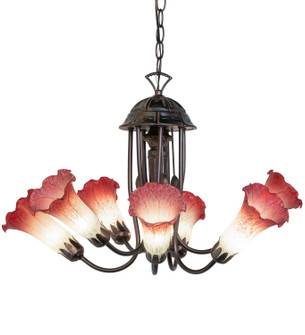 Pink/White Seven Light Chandelier in Mahogany Bronze (57|251577)