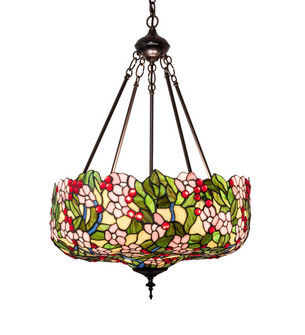 Tiffany Cherry Blossom Three Light Pendant in Mahogany Bronze (57|232776)