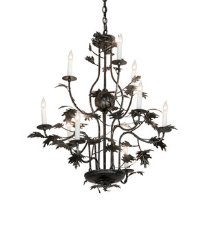 Oak Leaf Nine Light Chandelier in Gunmetal (57|232381)