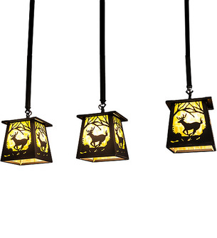 Deer At Dawn Three Light Island Pendant in Bronze (57|231963)