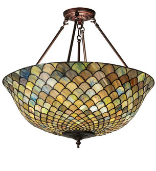 Tiffany Fishscale Three Light Pendant in Mahogany Bronze (57|229145)