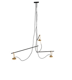 Bola Mahina Three Light Pendant in Brushed Waxed Brass/Black Tex (57|225466)