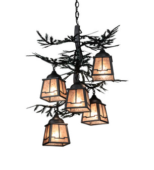 Pine Branch Five Light Chandelier in Gun Metal W/Green Branches (57|225365)