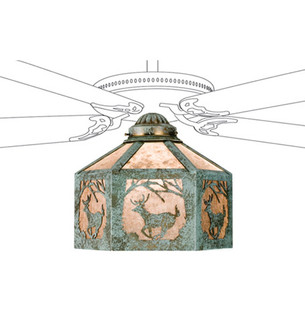 Lone Elk One Light Fan Light Shade in Verdigris (57|22342)