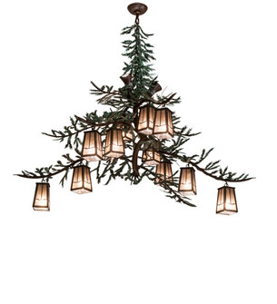 Pine Branch 15 Light Chandelier in Cafe Noir With Green Branches And Timeless Bronze Shade (57|220711)