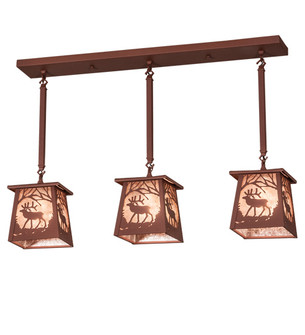 Elk At Dawn Three Light Island Pendant in Rust (57|217251)