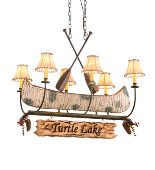 Personalized Six Light Chandelier in Antique Copper,Natural Wood,Tarnished Copper (57|197097)