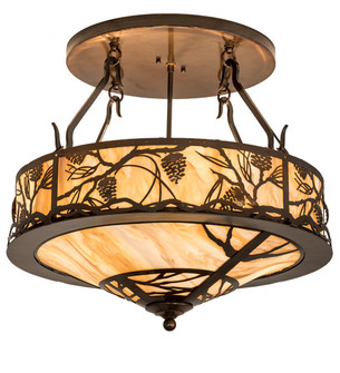 Whispering Pines Four Light Semi-Flushmount in Old Copper Pot (57|193442)