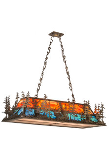 Deer At Dusk Six Light Oblong Pendant in Antique Copper (57|188361)