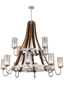 Barrel Stave 12 Light Chandelier in Brushed Nickel/Charred Wood (57|187997)