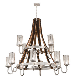 Barrel Stave 12 Light Chandelier in Brushed Nickel/Charred Wood (57|187994)