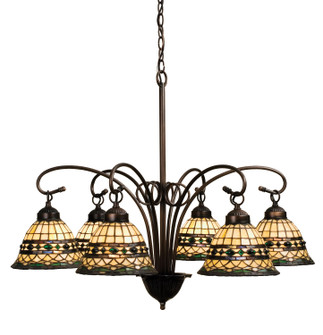 Tiffany Roman Six Light Chandelier in Natural Wood,Brushed Nickel (57|18528)