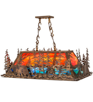Bear Through The Trees Six Light Oblong Pendant in Dark Burnished Antique Copper (57|167084)