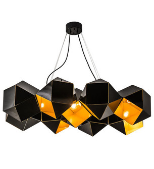 Vierzehn Nine Light Pendant in Mirror Black And Gold (57|164482)