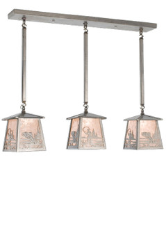 Fly Fishing Creek Three Light Island Pendant in Industrial Steel (57|15670)
