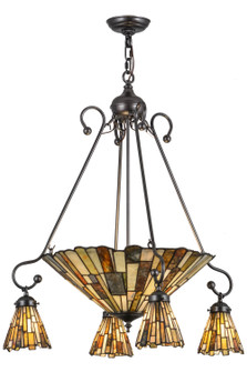 Delta Seven Light Chandelier in Black Metal (57|156009)