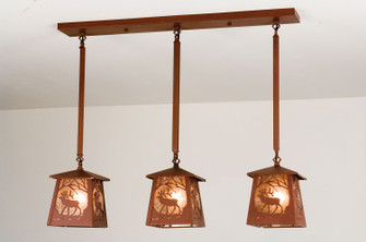 Elk At Dawn Three Light Island Pendant in Rust (57|15321)