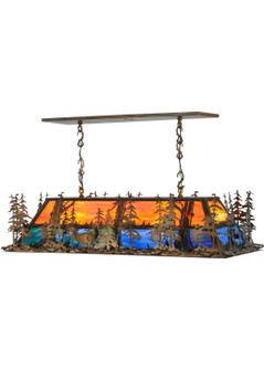 Deer Through The Trees Nine Light Oblong Pendant in Antique Copper (57|146947)