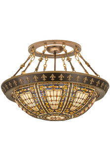 Fleur-De-Lis Four Light Semi-Flushmount in Nu Gold & Copper Vein (57|141232)