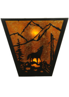 Northwoods Wolf On The Loose Two Light Wall Sconce in Textured Black (57|137516)