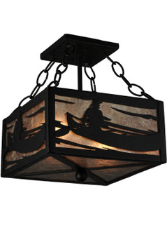 Canoe At Lake Two Light Semi-Flushmount in Textured Black (57|132765)