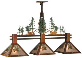 Winter Pine Three Light Island Pendant in Vintage Copper/Green Trees & Needles (57|130714)