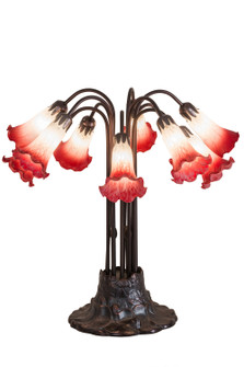 Pink/White Pond Lily Ten Light Table Lamp in Mahogany Bronze (57|12301)