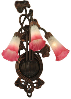 Pink/White Pond Lily Three Light Wall Sconce in Mahogany Bronze (57|11318)