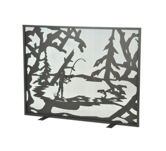 Fly Fishing Creek Fireplace Screen in Wrought Iron (57|111046)