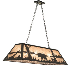 Bear At Lake Nine Light Oblong Pendant in Textured Black (57|110854)