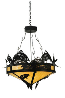Leaping Trout Four Light Inverted Pendant in Textured Black (57|110367)
