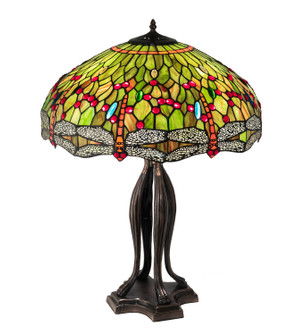 Tiffany Hanginghead Dragonfly Three Light Table Lamp in Mahogany Bronze (57|109607)