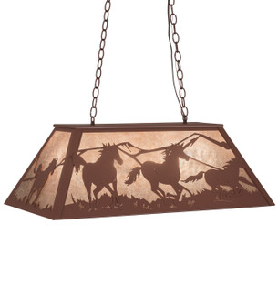 Running Horses Six Light Oblong Pendant in Rust (57|107887)