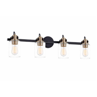 Fusion Four Light Bath Bar in Matte Black w/ Brass (102|FSN-8194-CLER-MBBR)