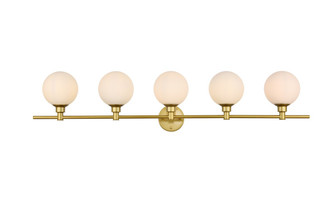 Cordelia Five Light Bath Sconce in Brass and frosted white (173|LD7317W47BRA)