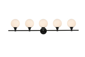 Cordelia Five Light Bath Sconce in Black and frosted white (173|LD7317W47BLK)