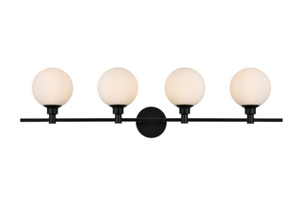 Cordelia Four Light Bath Sconce in Black and frosted white (173|LD7317W38BLK)