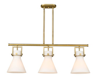 Downtown Urban Three Light Island Pendant in Brushed Brass (405|411-3I-BB-G411-10WH)