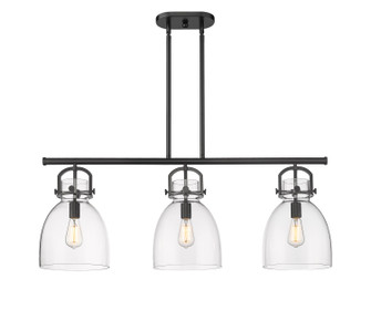 Downtown Urban Three Light Island Pendant in Matte Black (405|410-3I-BK-G412-10CL)